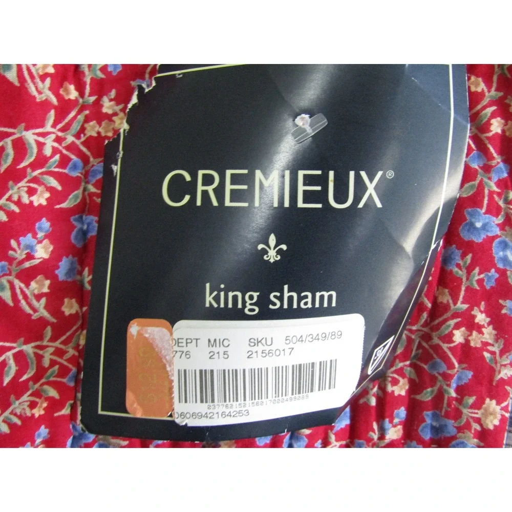 Cremieux King Sham Patchwork Quilt Floral Plaid Striped Red‎ Blue White New